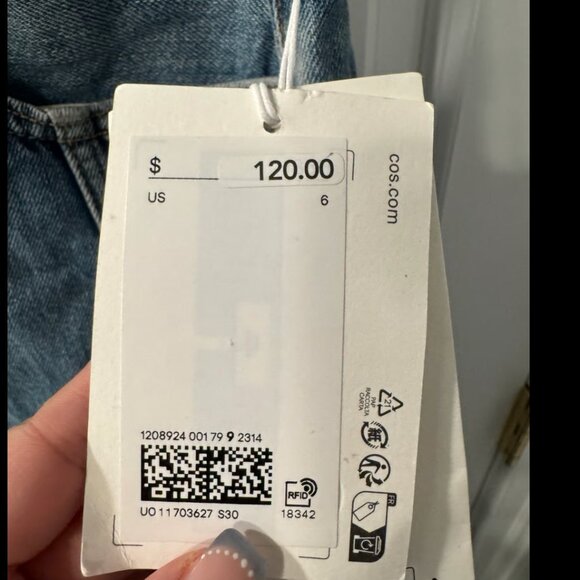 COS PANELED FLARED DENIM SKIRT Faded blue Size 6 - Picture 3 of 10